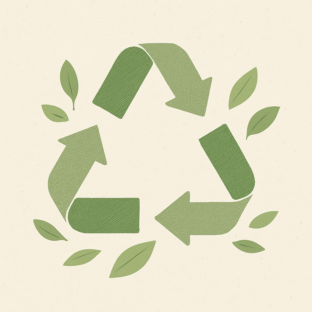 Symbol recyklingu z teksturą tkaniny